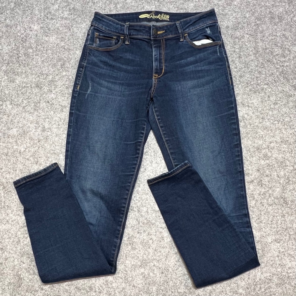 Old Navy RockStar Super Skinny Jeans Dark Wash Indigo Mid Rise Size 6 Regular